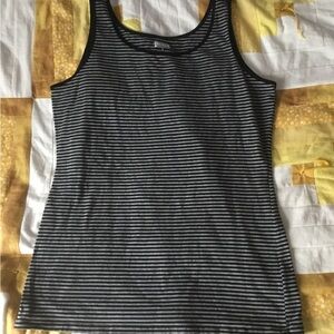 NWOT Duluth Trading Co Black and Gray Striped Tank Top